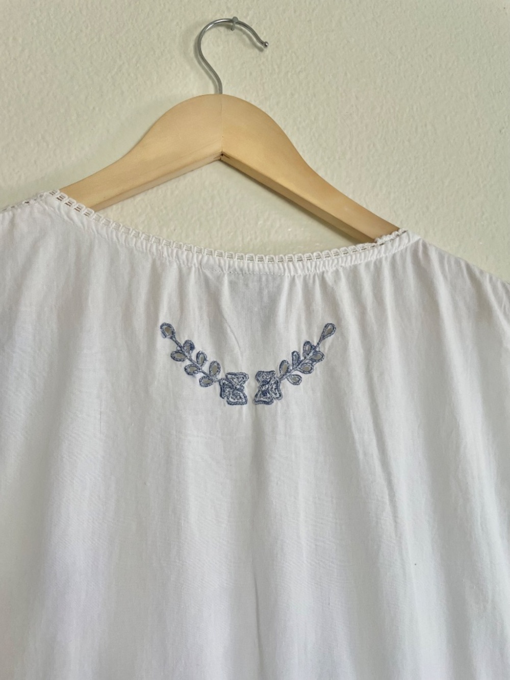 Vintage Papillon White Cotton Embroidered Prairie Maxi Dress S/M - Picture 4 of 11